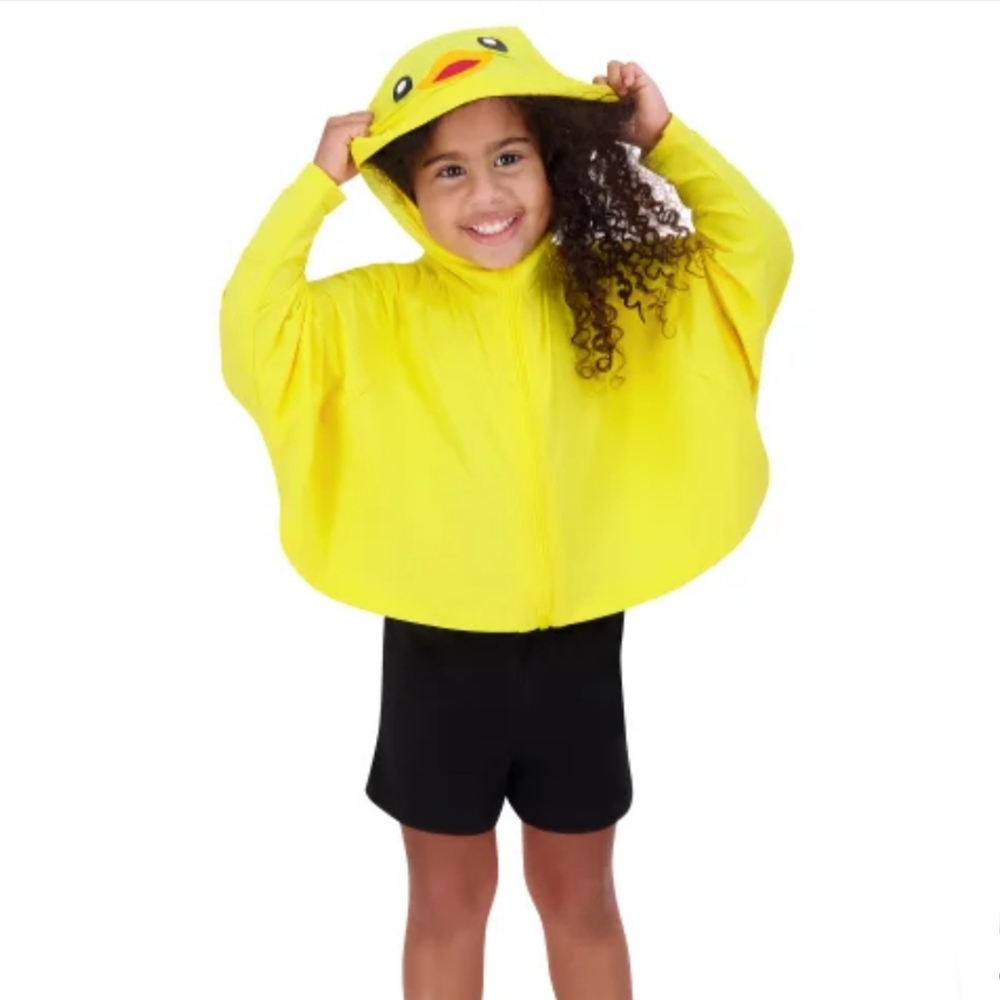 HAZEL + HARPER UPF Swim Coverup Yellow Duck Full Zipper One Size 2T-4T